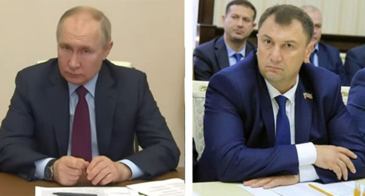 Russian President Vladimir Putin and Polad Nametullaev, a deputy of the City Assembly of Derbent Russian President Vladimir Putin and Polad Nametullaev, a deputy of the City Assembly of Derbent