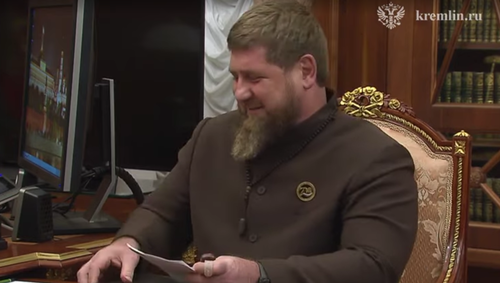 Ramzan Kadyrov at a meeting with President of Russia Vladimir Putin on March 13, 2023. Screenshot of the video posted on the AKIpress news YouTube channel https://www.youtube.com/watch?v=crvY6fuG92U Ramzan Kadyrov at a meeting with President of Russia Vladimir Putin on March 13, 2023. Screenshot of the video posted on the AKIpress news YouTube channel https://www.youtube.com/watch?v=crvY6fuG92U