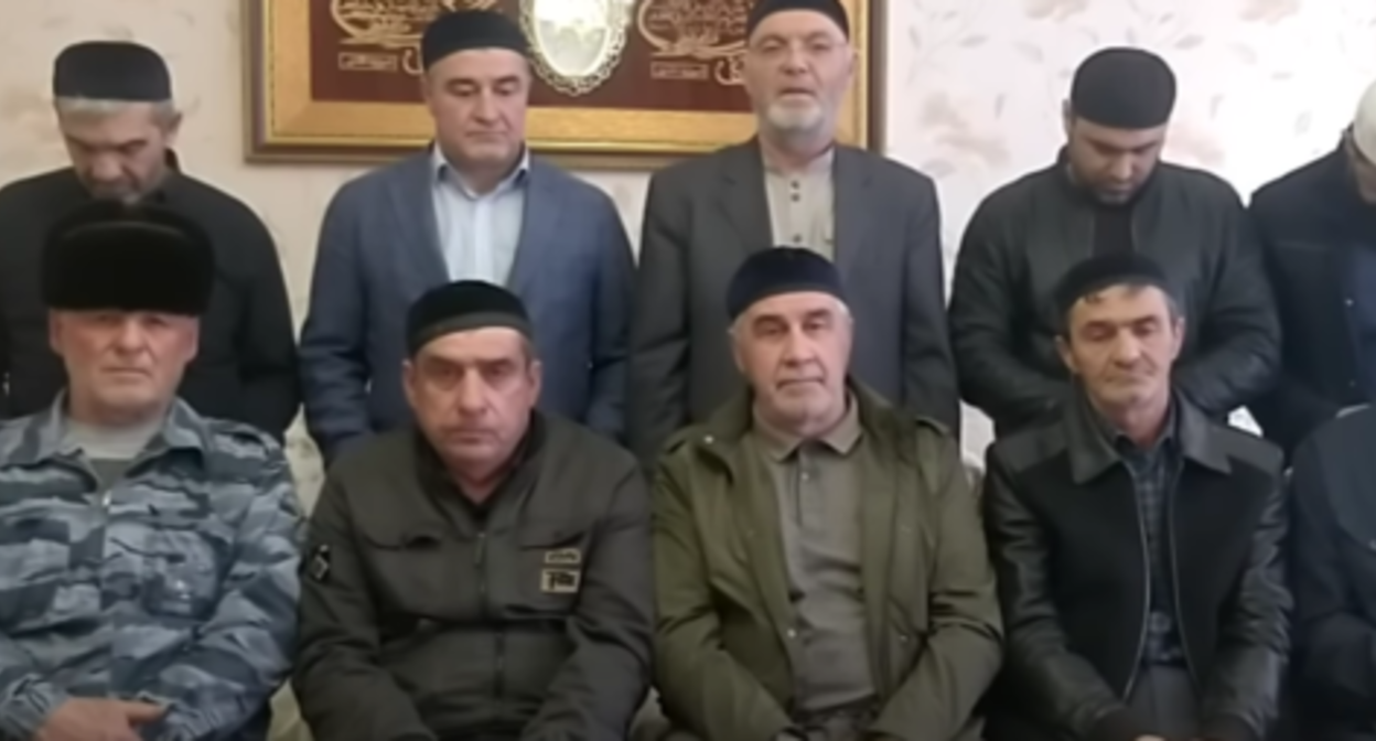 A videl appeal of Mikail Moshkhoev' teip (family clan). Screenshot of the video posted on the YouTube channel "Vainakh Dog" on March 29, 2023 https://www.youtube.com/watch?v=C1ULU4xBv1Q A videl appeal of Mikail Moshkhoev' teip (family clan). Screenshot of the video posted on the YouTube channel "Vainakh Dog" on March 29, 2023 https://www.youtube.com/watch?v=C1ULU4xBv1Q