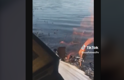 A still of the video about the burning of the Koran in Moscow. Screenshot of the video from the account rusfoines9v on TikTok https://www.tiktok.com/@rusfoines9v/video/7221832947689606405 A still of the video about the burning of the Koran in Moscow. Screenshot of the video from the account rusfoines9v on TikTok https://www.tiktok.com/@rusfoines9v/video/7221832947689606405