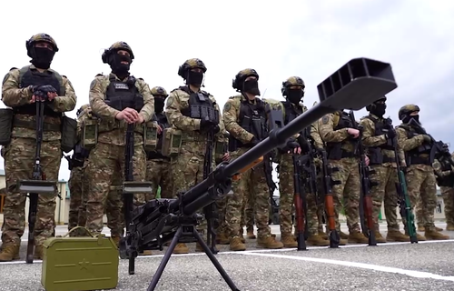 The "Akhmat-Grozny" OMON (riot police) Unit lined up. Screenshot of the video published on Ramzan Kadyrov's Telegram channel on May 13, 2023, https://t.me/RKadyrov_95/3629 The "Akhmat-Grozny" OMON (riot police) Unit lined up. Screenshot of the video published on Ramzan Kadyrov's Telegram channel on May 13, 2023, https://t.me/RKadyrov_95/3629