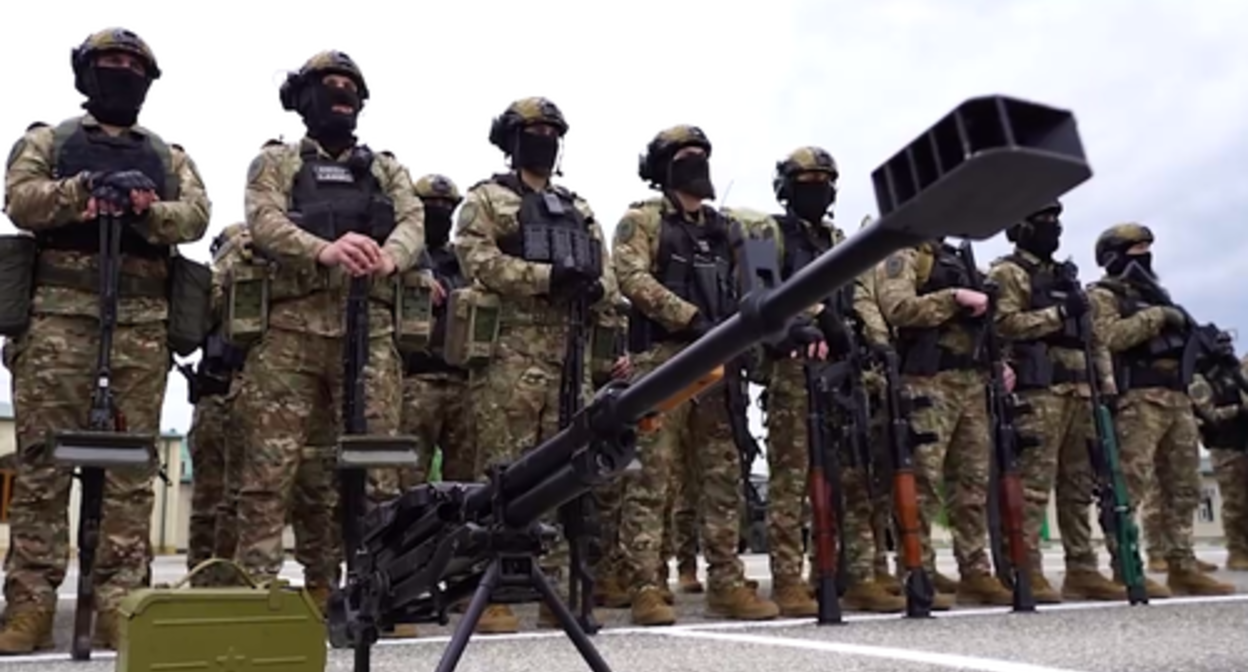The "Akhmat-Grozny" OMON (riot police) Unit lined up. Screenshot of the video published on Ramzan Kadyrov's Telegram channel on May 13, 2023, https://t.me/RKadyrov_95/3629 The "Akhmat-Grozny" OMON (riot police) Unit lined up. Screenshot of the video published on Ramzan Kadyrov's Telegram channel on May 13, 2023, https://t.me/RKadyrov_95/3629