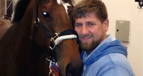Ramzan Kadyrov and the stallion Zazu. Photo: https://t.me/RKadyrov_95/3631 Ramzan Kadyrov and the stallion Zazu. Photo: https://t.me/RKadyrov_95/3631