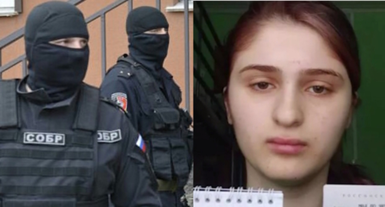 Law enforcers from Chechnya and Selima Ismailova, screenshot of the video from the Telegram channel "Ostorozhno, novosti" (Attention, the News) on June 12, 2023 https://t.me/ostorozhno_novosti/16858, foto-ram.ru, collage by the "Caucasian Knot" Law enforcers from Chechnya and Selima Ismailova, screenshot of the video from the Telegram channel "Ostorozhno, novosti" (Attention, the News) on June 12, 2023 https://t.me/ostorozhno_novosti/16858, foto-ram.ru, collage by the "Caucasian Knot"