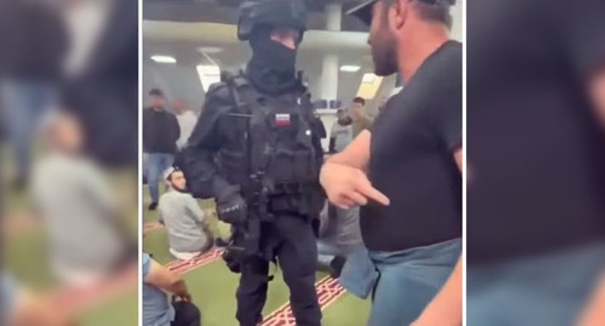 A law enforcers who raided the mosque located in the town of Kotelniki near Moscow. Screenshot of the video https://www.youtube.com/watch?v=V4R7DMv-mjQ A law enforcers who raided the mosque located in the town of Kotelniki near Moscow. Screenshot of the video https://www.youtube.com/watch?v=V4R7DMv-mjQ