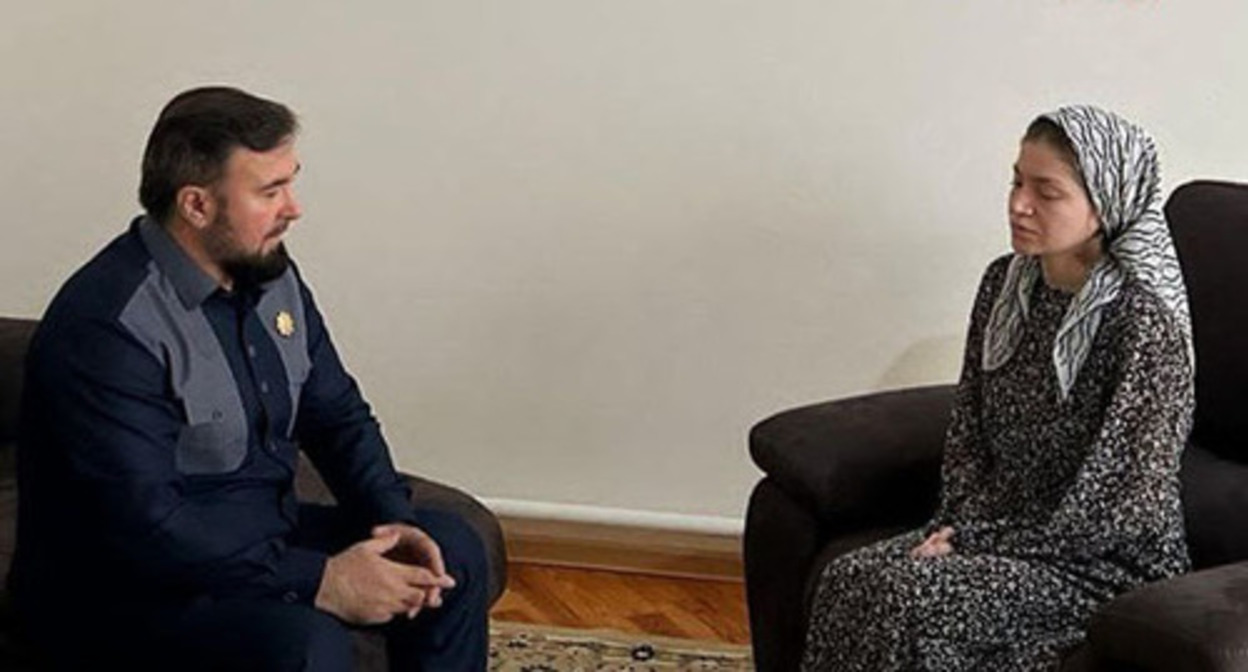 Mansur Soltaev and Seda Suleimanova. Photo: https://t.me/chechombudsman/2259 Mansur Soltaev and Seda Suleimanova. Photo: https://t.me/chechombudsman/2259