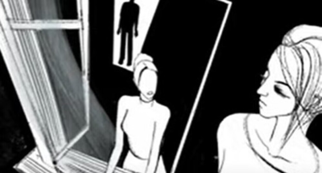Screenshot of the video by the "Caucasian Knot" about a domestic violence victim Screenshot of the video by the "Caucasian Knot" about a domestic violence victim
