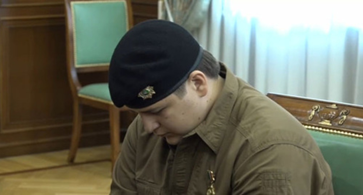Adam Kadyrov, a son of Ramzan Kadyrov. Screenshot of the video https://t.me/Kokov_Kazbek/3087 Adam Kadyrov, a son of Ramzan Kadyrov. Screenshot of the video https://t.me/Kokov_Kazbek/3087
