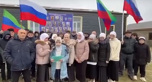Dagestani villagers record a video message to Russian President, Vladimir Putin. Screenshot of the video https://vk.com/wall-74219800_2188663 Dagestani villagers record a video message to Russian President, Vladimir Putin. Screenshot of the video https://vk.com/wall-74219800_2188663