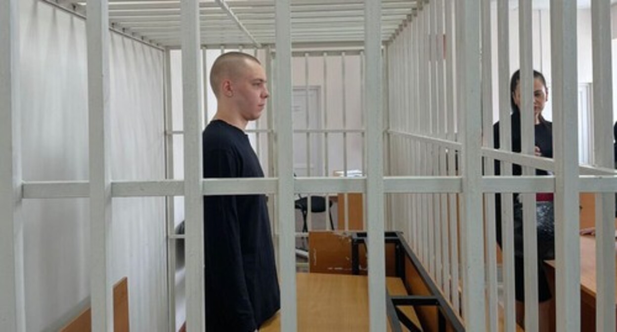 Nikita Zhuravel in the courtroom. Photo: https://chechnyatoday.com/news/370691 Nikita Zhuravel in the courtroom. Photo: https://chechnyatoday.com/news/370691
