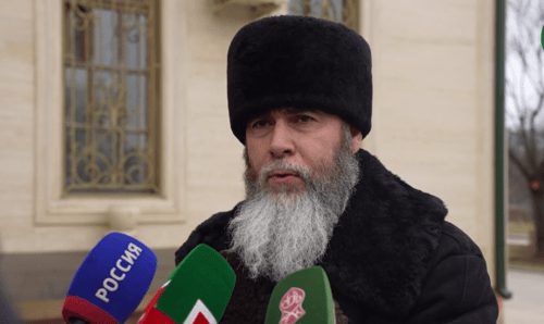 Salakh Mezhiev. Screenshot of a video posted on the Telegram channel of the Spiritual Administration of Muslims (SAM) of Chechnya on February 15, 2024 https://t.me/dumchr/4804 Salakh Mezhiev. Screenshot of a video posted on the Telegram channel of the Spiritual Administration of Muslims (SAM) of Chechnya on February 15, 2024 https://t.me/dumchr/4804