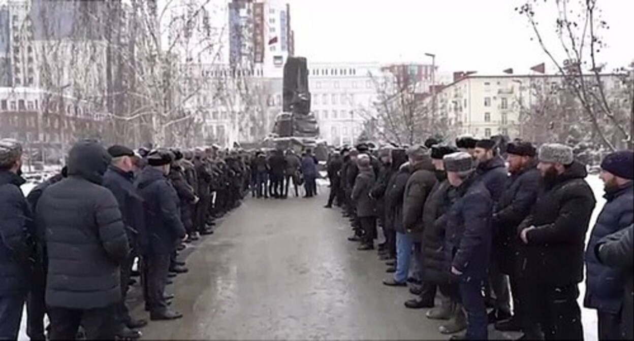 A rally in memory of the victims of deportation held in Grozny. Screenshot of the video posted on Magomed Daudov's Telegram channel https://t.me/s/MDaudov_95 A rally in memory of the victims of deportation held in Grozny. Screenshot of the video posted on Magomed Daudov's Telegram channel https://t.me/s/MDaudov_95