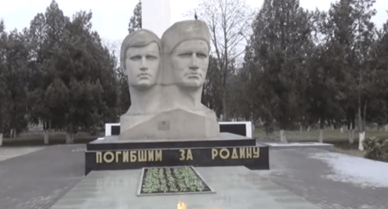 The monument to those who perished during the Great Patriotic War (WW II) in the town of Prokhladny. Screenshot of a video by the "Caucasian Knot" https://www.youtube.com/watch?v=SSq_so6nKnE&t=62s The monument to those who perished during the Great Patriotic War (WW II) in the town of Prokhladny. Screenshot of a video by the "Caucasian Knot" https://www.youtube.com/watch?v=SSq_so6nKnE&t=62s