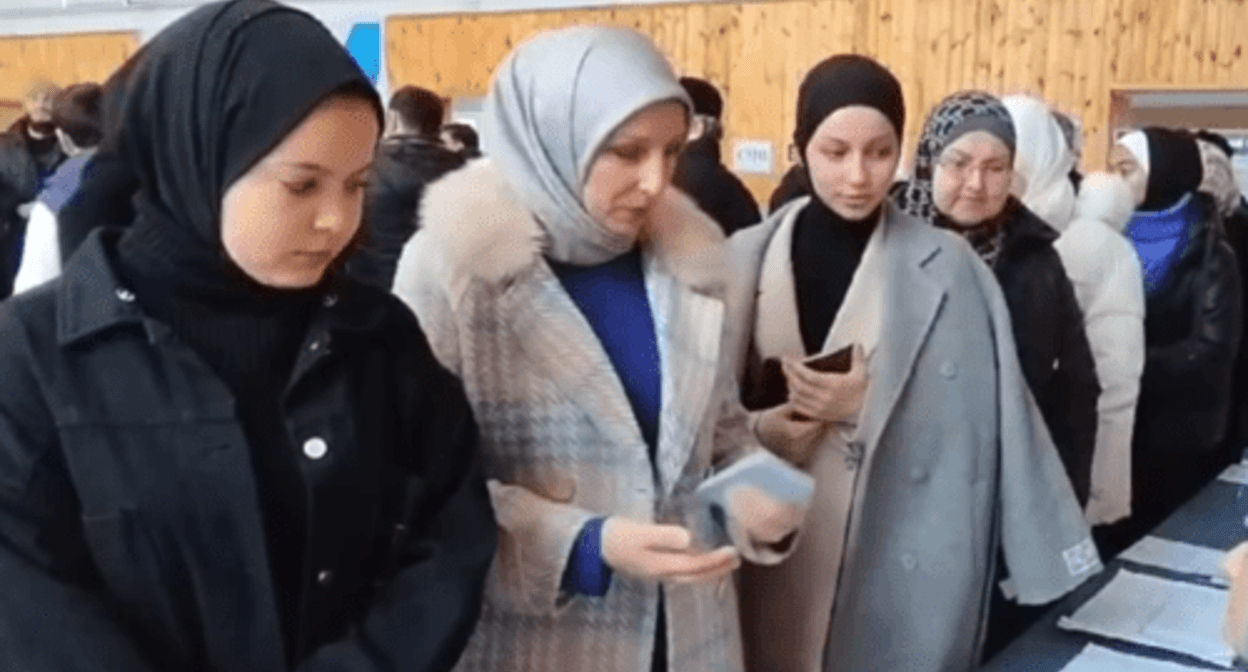Palestinian refugees at a polling station in Chechnya. Screenshot of a video published by the "Grozny Inform" on March 16, 2024 https://t.me/groznyinform/32557 Palestinian refugees at a polling station in Chechnya. Screenshot of a video published by the "Grozny Inform" on March 16, 2024 https://t.me/groznyinform/32557