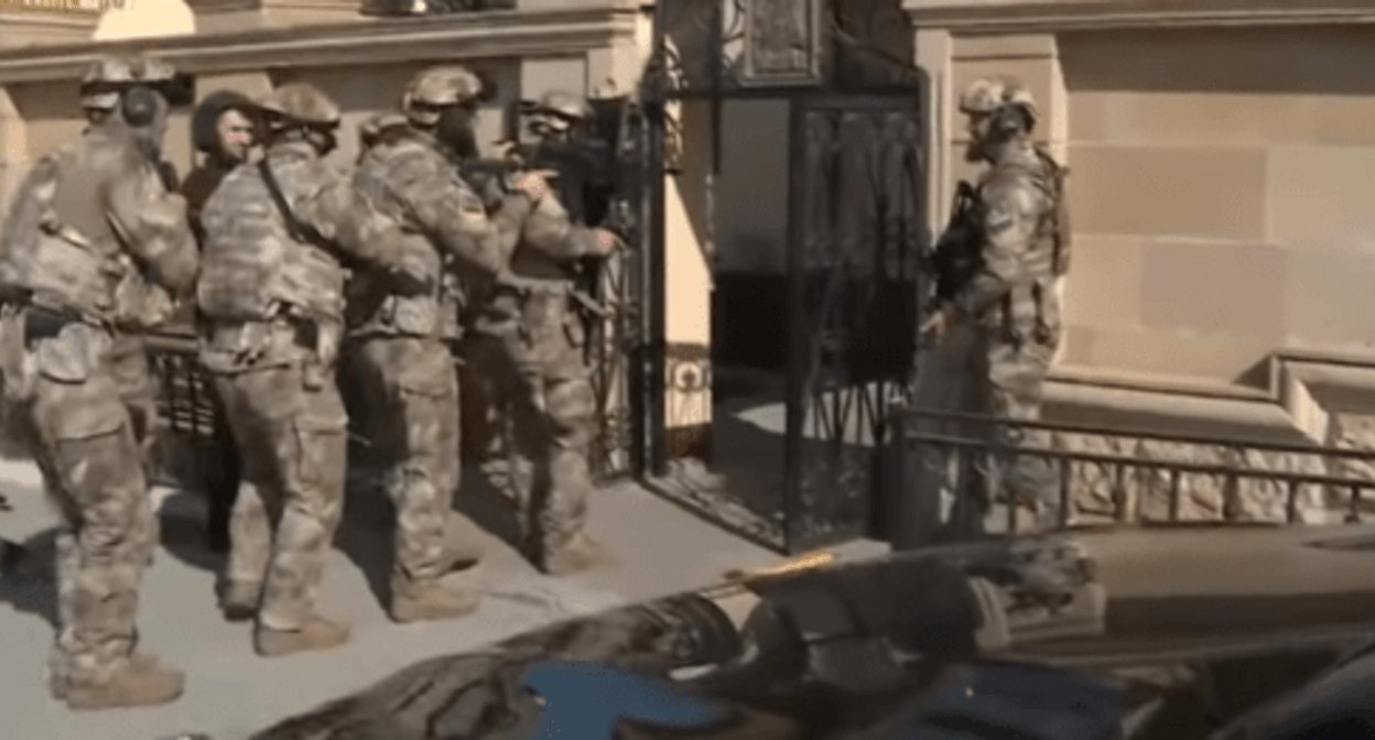 Law enforcers enter the Church of Archangel Mikhail in Grozny after it was attacked by the terrorists on May 19, 2018. Screenshot of the video published on the YouTube channel "Akhtuba" on May 19, 2018 https://www.youtube.com/watch?v=-NSpvypvCes Law enforcers enter the Church of Archangel Mikhail in Grozny after it was attacked by the terrorists on May 19, 2018. Screenshot of the video published on the YouTube channel "Akhtuba" on May 19, 2018 https://www.youtube.com/watch?v=-NSpvypvCes