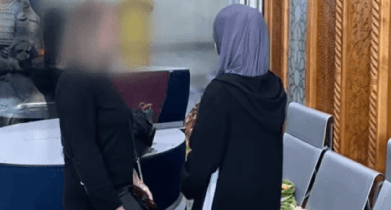 Leila Gatagazheva (right). Screenshot of a video by the Russian MIA Leila Gatagazheva (right). Screenshot of a video by the Russian MIA