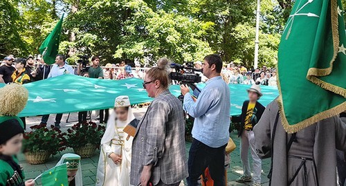 At a rally held in Nalchik on the occasion of the 160th anniversary of the end of the Caucasian War. Nalchik, May 21, 2024. Photo by the "Caucasian Knot" correspondent At a rally held in Nalchik on the occasion of the 160th anniversary of the end of the Caucasian War. Nalchik, May 21, 2024. Photo by the "Caucasian Knot" correspondent