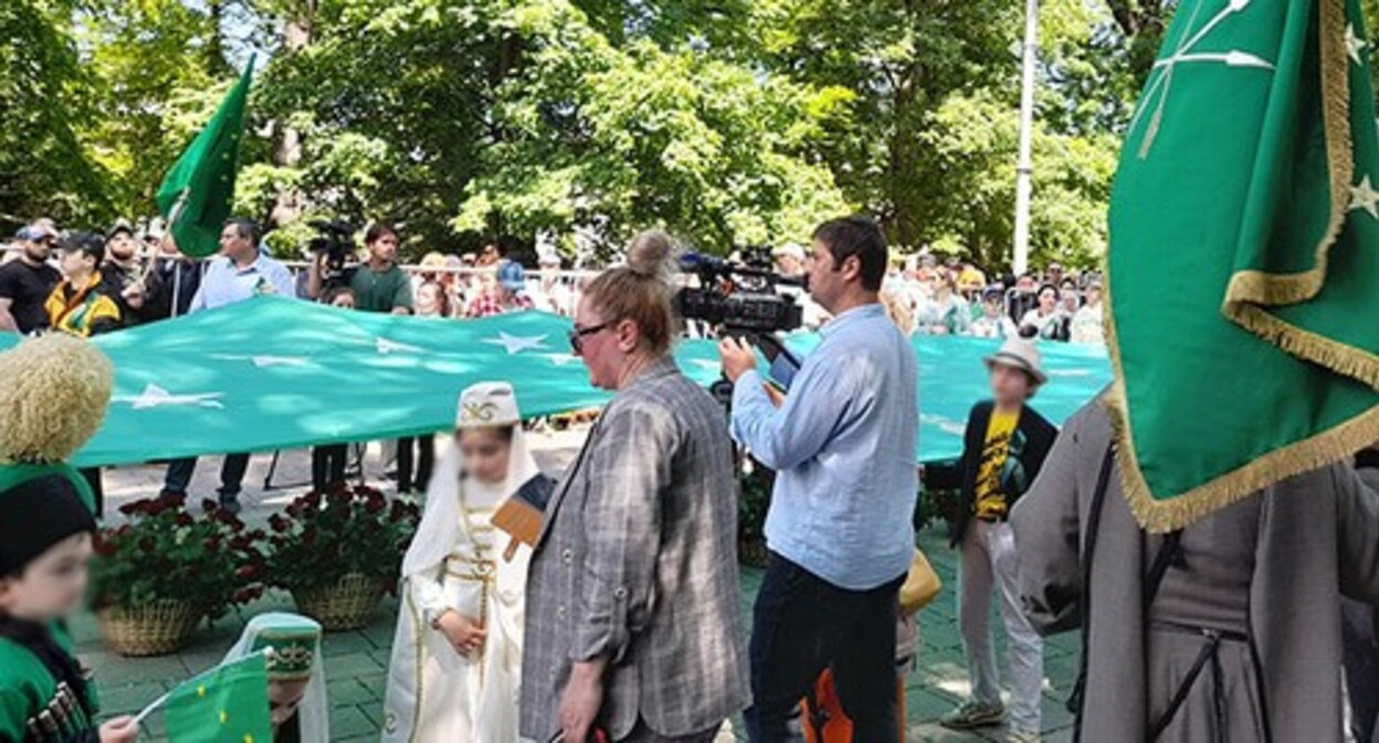 At a rally held in Nalchik on the occasion of the 160th anniversary of the end of the Caucasian War. Nalchik, May 21, 2024. Photo by the "Caucasian Knot" correspondent At a rally held in Nalchik on the occasion of the 160th anniversary of the end of the Caucasian War. Nalchik, May 21, 2024. Photo by the "Caucasian Knot" correspondent