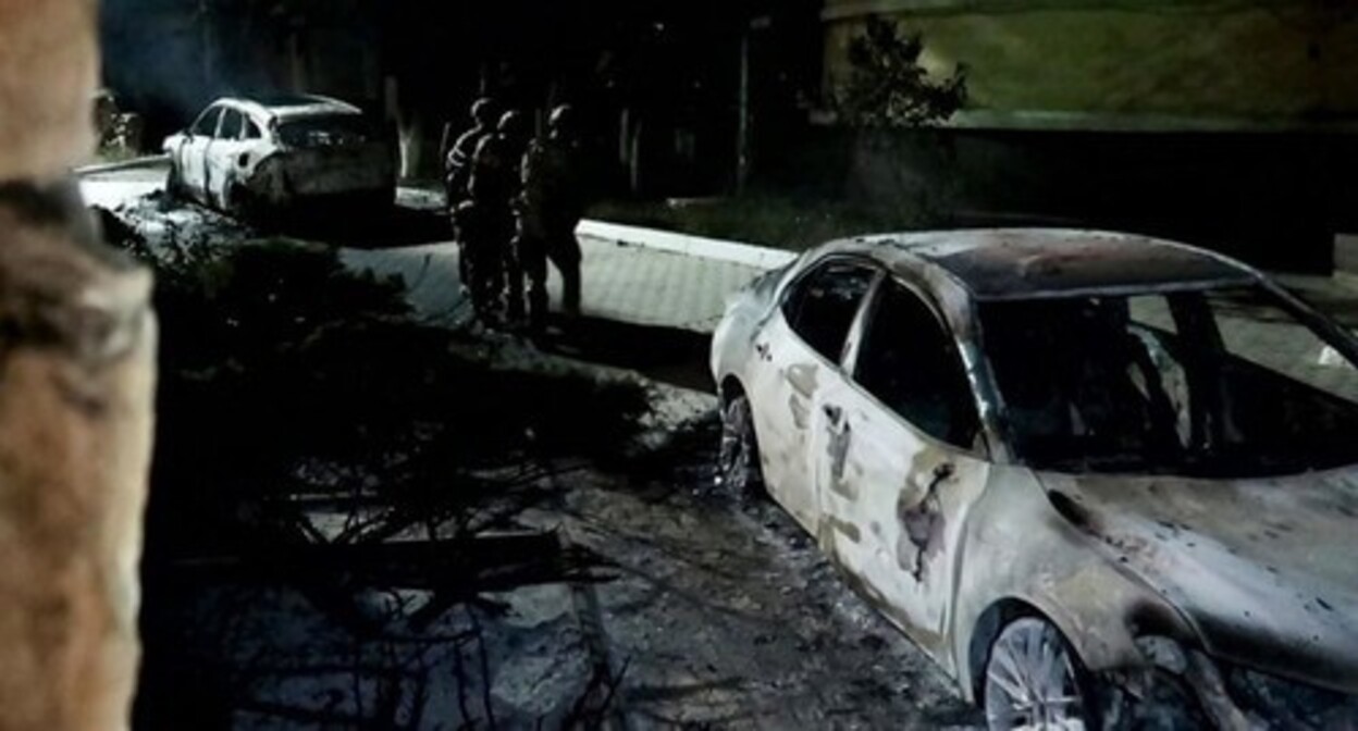 At the site of the militants' attack in Dagestan. June 23, 2024. Photo by the Russian National Antiterrorist Committee At the site of the militants' attack in Dagestan. June 23, 2024. Photo by the Russian National Antiterrorist Committee