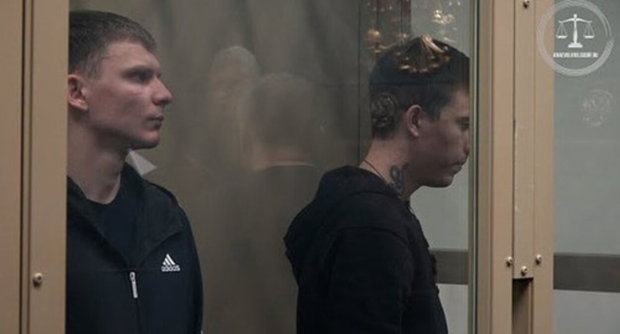 Alexander Andreev and Pyotr Voskoboynik. Screenshot of a video by the Krasnodar Territory Court https://www.youtube.com/watch?v=oPg3DFlRyPc Alexander Andreev and Pyotr Voskoboynik. Screenshot of a video by the Krasnodar Territory Court https://www.youtube.com/watch?v=oPg3DFlRyPc