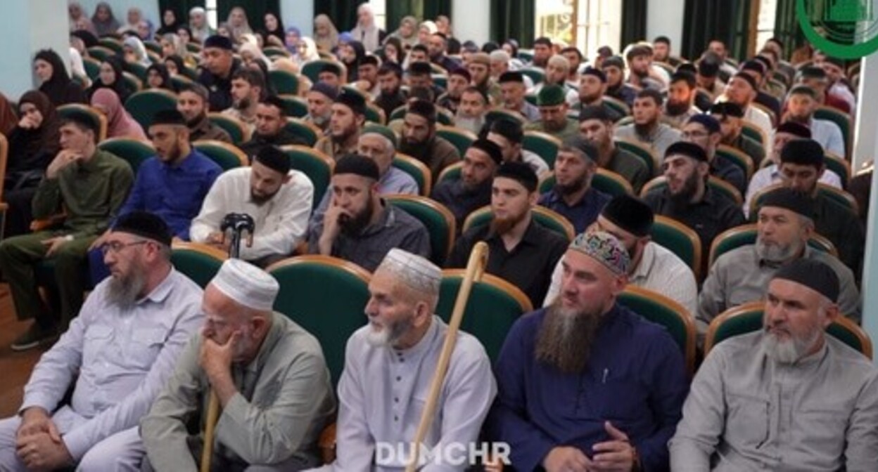 Teachers of madrasahs at a meeting with the Mufti of Chechnya. Screenshot of a video posted on the Telegram channel of the Spiritual Administration of Muslims of Chechnya https://t.me/dumchr/5313https://t.me/dumchr/5313 Teachers of madrasahs at a meeting with the Mufti of Chechnya. Screenshot of a video posted on the Telegram channel of the Spiritual Administration of Muslims of Chechnya https://t.me/dumchr/5313https://t.me/dumchr/5313