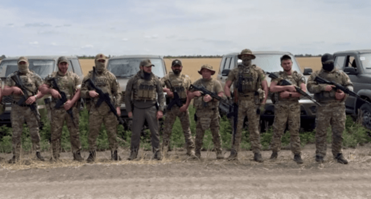 Fighters from the “Akhmat” special forces. Screenshot of a video posted on Ramzan Kadyrov's Telegram channel on June 25, 2024 https://t.me/RKadyrov_95/4867 Fighters from the “Akhmat” special forces. Screenshot of a video posted on Ramzan Kadyrov's Telegram channel on June 25, 2024 https://t.me/RKadyrov_95/4867