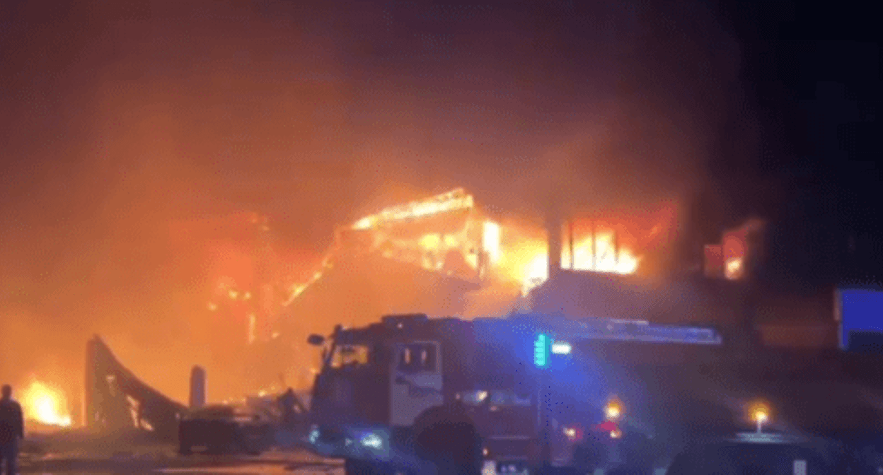 Fire at a fuelling station in Makhachkala. Screenshot of a video posted on the Telegram channel of Sergey Melikov on September 27, 2024 https://t.me/melikov05/2780 Fire at a fuelling station in Makhachkala. Screenshot of a video posted on the Telegram channel of Sergey Melikov on September 27, 2024 https://t.me/melikov05/2780