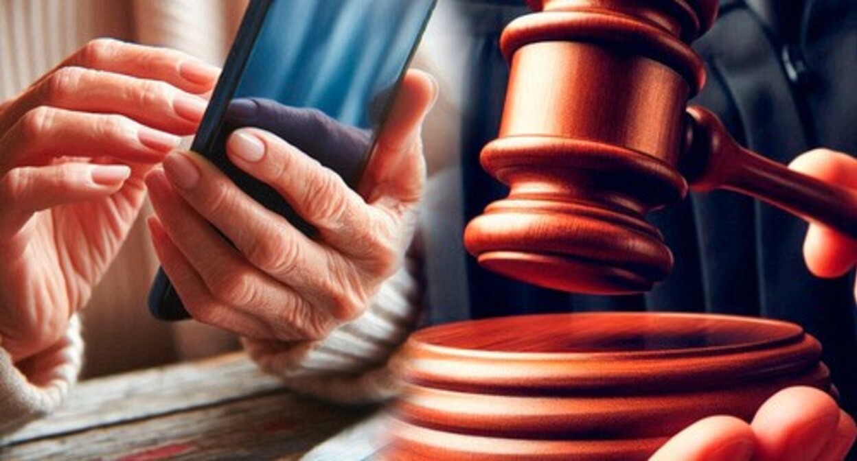 Woman's hands with a smartphone and a gavel. Collage by the "Caucasian Knot". Pictures generated from Copilot Woman's hands with a smartphone and a gavel. Collage by the "Caucasian Knot". Pictures generated from Copilot