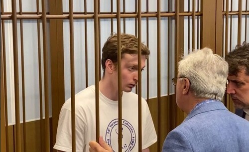 Timur Bazhaev in a courtroom. Photo: 360 TV channel https://vk.com/wall-43618728_3090896 Timur Bazhaev in a courtroom. Photo: 360 TV channel https://vk.com/wall-43618728_3090896