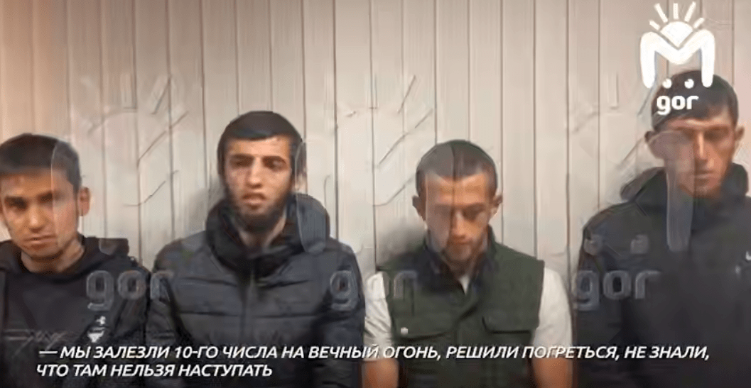 Young people apologized for desecrating the “Eternal Glory” memorial. Screenshot of a video posted on the Mash Gor Telegram channel on November 14, 2024 https://t.me/mash_gor/6658 Young people apologized for desecrating the “Eternal Glory” memorial. Screenshot of a video posted on the Mash Gor Telegram channel on November 14, 2024 https://t.me/mash_gor/6658