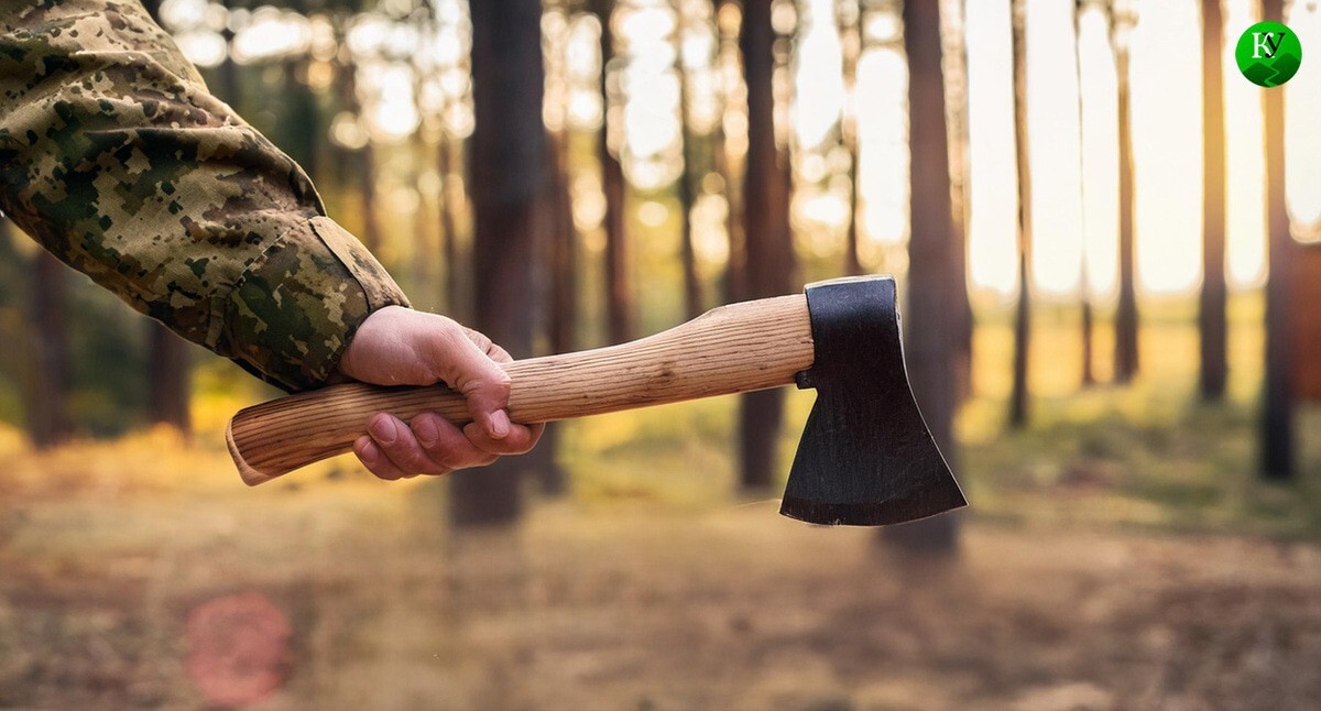 A soldier with an axe in his hands. Picture made in Photoshop by the "Caucasian Knot" A soldier with an axe in his hands. Picture made in Photoshop by the "Caucasian Knot"