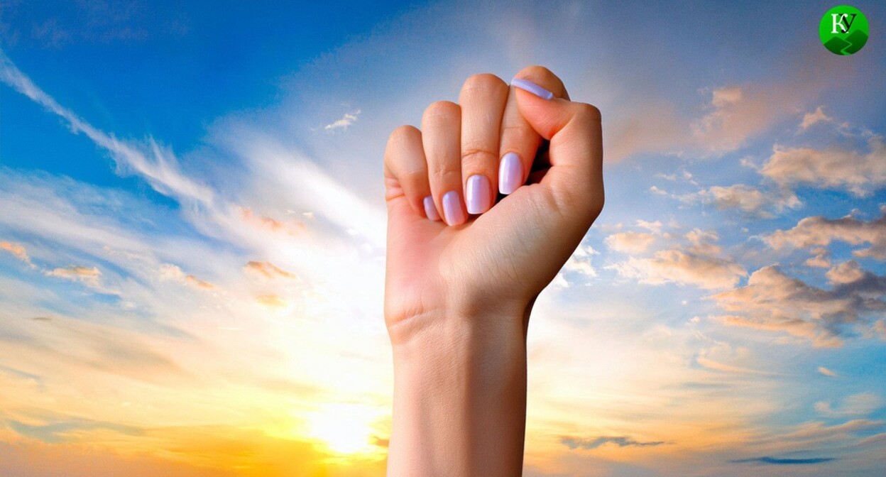 A woman's hand as a sign of solidarity. Picture made in Photoshop by the "Caucasian Knot" A woman's hand as a sign of solidarity. Picture made in Photoshop by the "Caucasian Knot"