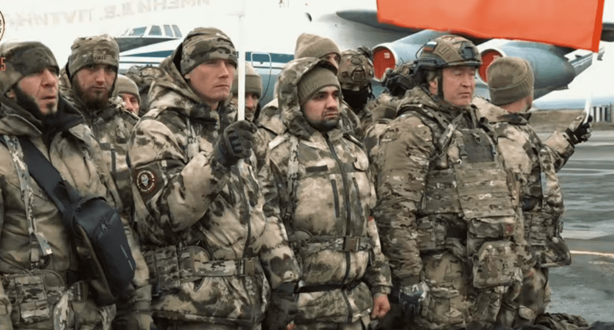 A group of fighters at the Grozny Airport. Screenshot of a video posted on Ramzan Kadyrov's Telegram channel on December 17, 2024, https://t.me/RKadyrov_95/5336 A group of fighters at the Grozny Airport. Screenshot of a video posted on Ramzan Kadyrov's Telegram channel on December 17, 2024, https://t.me/RKadyrov_95/5336