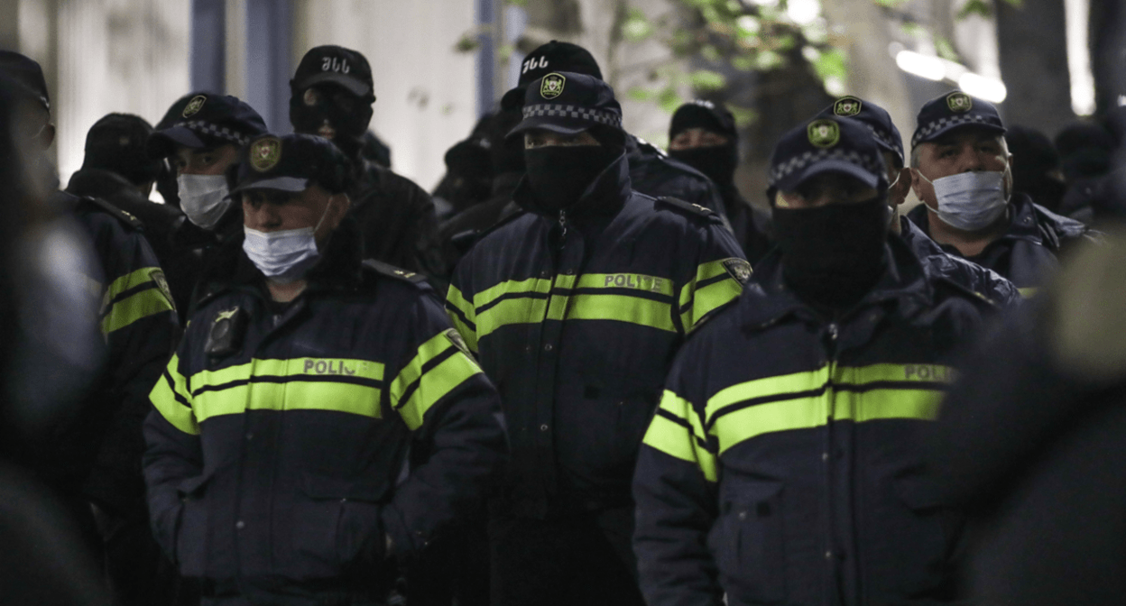 Police officers at a protest action in Tbilisi. Photo by Aziz Karimov for the "Caucasian Knot" Police officers at a protest action in Tbilisi. Photo by Aziz Karimov for the "Caucasian Knot"