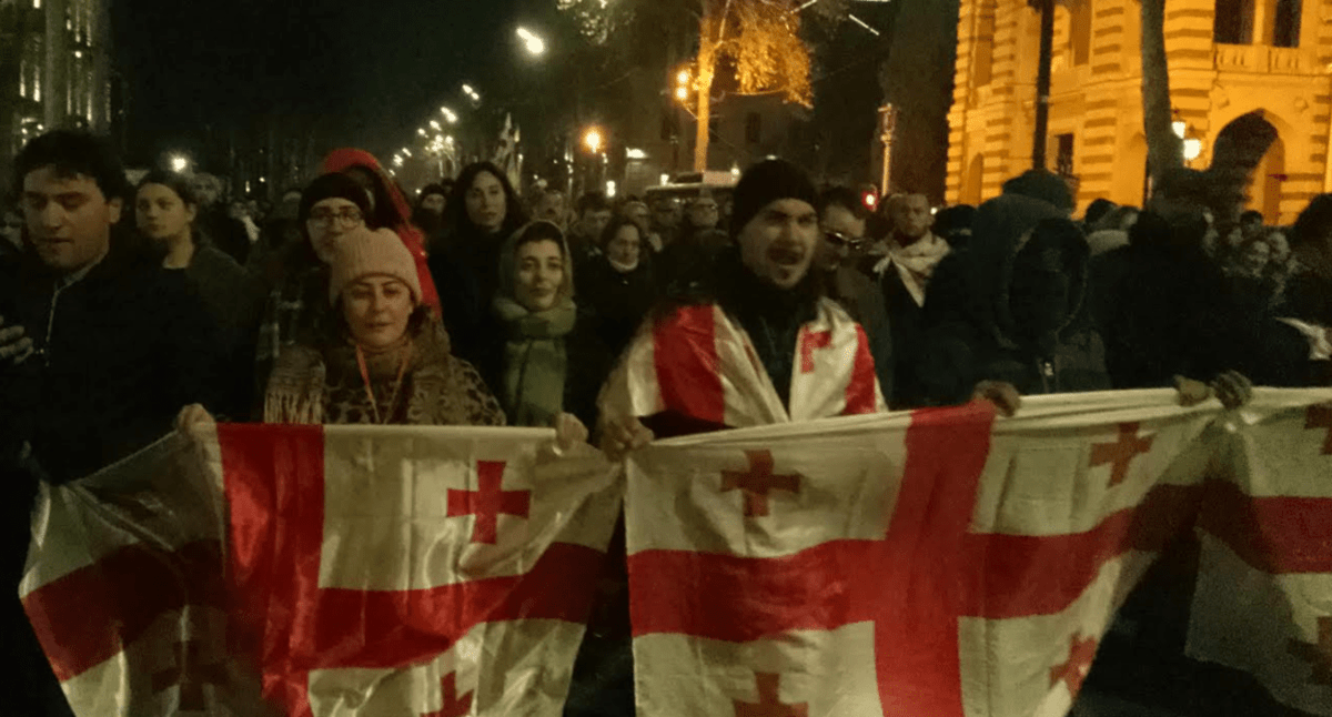 Participants in a protest rally in Tbilisi. Photo taken by Beslan Kmuzov on December 23, 2024, for the "Caucasian Knot"