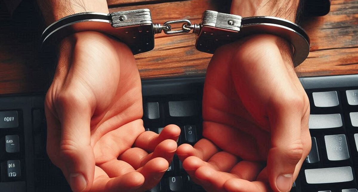 A man in handcuffs. Picture made in Photoshop by the "Caucasian Knot" A man in handcuffs. Picture made in Photoshop by the "Caucasian Knot"