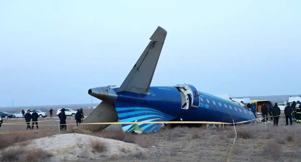 The site of the Baku-Grozny flight crash. December 25, 2024. Photo: Akimat of the Mangystau Region The site of the Baku-Grozny flight crash. December 25, 2024. Photo: Akimat of the Mangystau Region