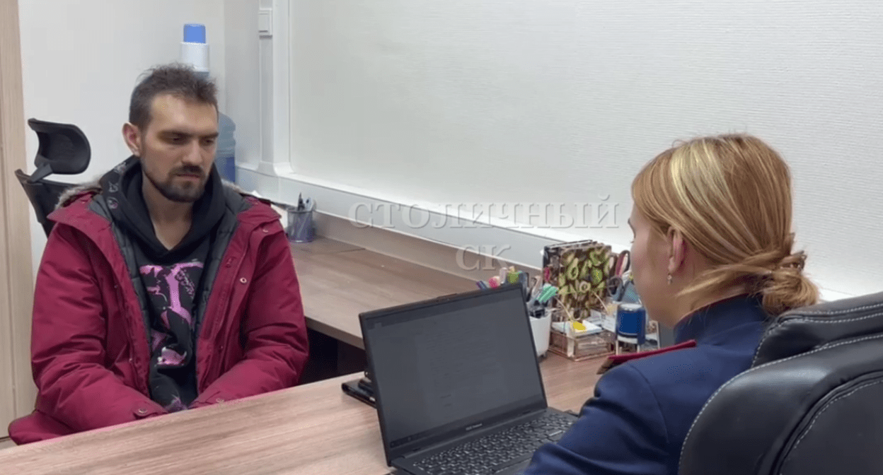 Artemy Ostanin during his interrogation. Screenshot of a video posted on the Telegram channel "Stolichniy SK" on March 18 https://t.me/skmoscowgsu/4494 Artemy Ostanin during his interrogation. Screenshot of a video posted on the Telegram channel "Stolichniy SK" on March 18 https://t.me/skmoscowgsu/4494
