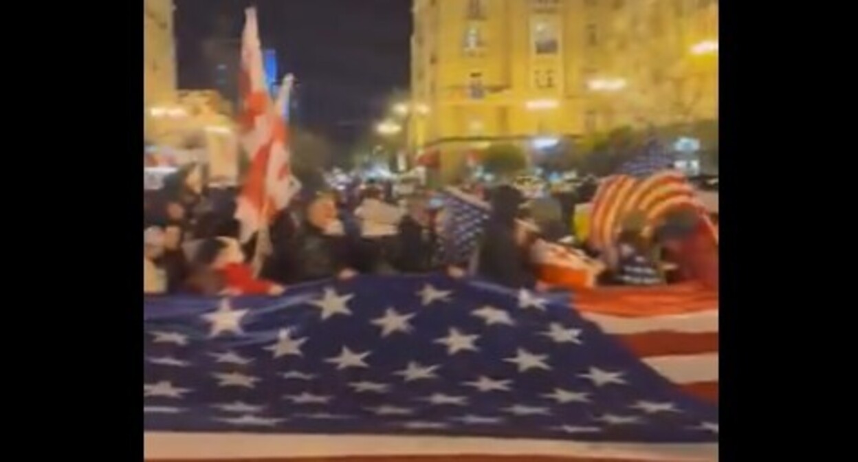 A rally held by supporters of Georgia's European integration. Screenshot of a video by Newsgeorgia https://www.newsgeorgia.ge/akcija-podderzhku-amerikanskogo-zakonoproekta-megobari-act-prohodit-v-tbilisi/ A rally held by supporters of Georgia's European integration. Screenshot of a video by Newsgeorgia https://www.newsgeorgia.ge/akcija-podderzhku-amerikanskogo-zakonoproekta-megobari-act-prohodit-v-tbilisi/