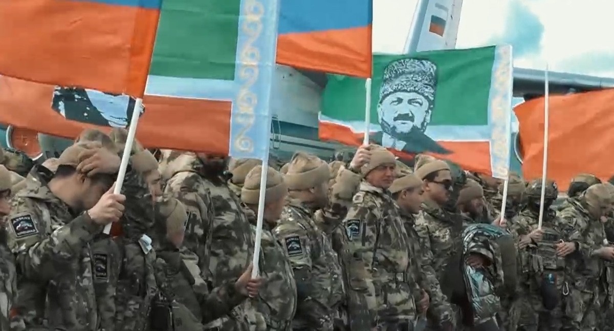 Sending fighters from Grozny to Ukraine: still from a video posted in Ramzan Kadyrov's Telegram channel: t.me/RKadyrov_95/5642 Sending fighters from Grozny to Ukraine: still from a video posted in Ramzan Kadyrov's Telegram channel: t.me/RKadyrov_95/5642