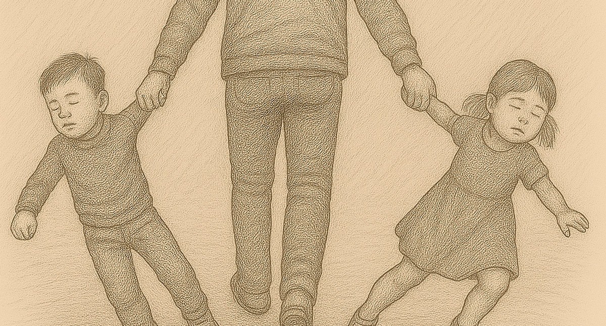 A man takes children away. Illustration created by “Caucasian Knot” using AI in the Copilot software.
A man takes children away. Illustration created by “Caucasian Knot” using AI in the Copilot software.