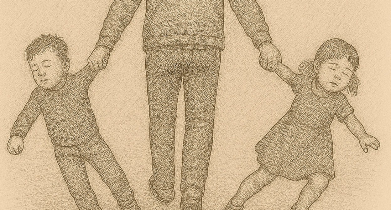 A man takes children away. Illustration created by “Caucasian Knot” using AI in the Copilot software.
A man takes children away. Illustration created by “Caucasian Knot” using AI in the Copilot software.