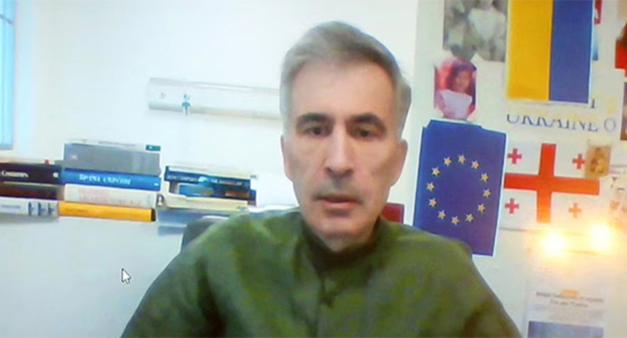 Broadcast of Mikhail Saakashvili's speech. November 20, 2023. Screenshot Newsgeorgia https://t.me/NGnewsgeorgia/11176 Broadcast of Mikhail Saakashvili's speech. November 20, 2023. Screenshot Newsgeorgia https://t.me/NGnewsgeorgia/11176