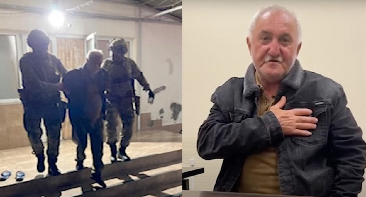 Detention of Otari Kobakhidze. Collage by Caucasian Knot. Still images from the video of the Abkhazian SSS.
Detention of Otari Kobakhidze. Collage by Caucasian Knot. Still images from the video of the Abkhazian SSS.