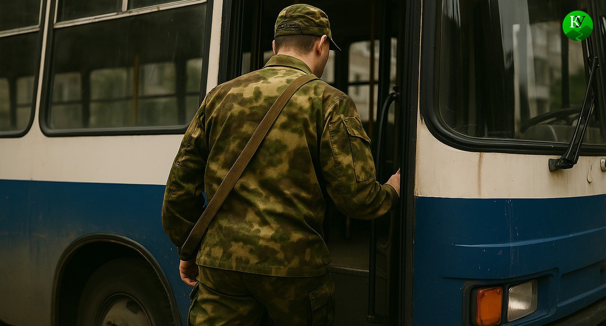A soldier enters the bus. Illustration created by Caucasian Knot using AI in the Copilot software.
A soldier enters the bus. Illustration created by Caucasian Knot using AI in the Copilot software.