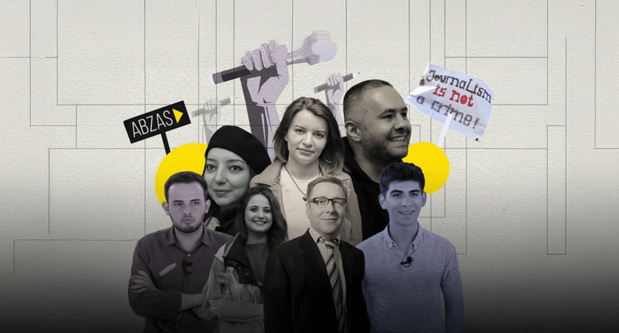 Journalists of the online outlet Abzas Media. Photo: https://www.meydan.tv/ru/article/prokuror-potreboval-nakazaniya-dlya-zhurnalistov-arestovannyh-po-delu-abzasmedia/
Journalists of the online outlet Abzas Media. Photo: https://www.meydan.tv/ru/article/prokuror-potreboval-nakazaniya-dlya-zhurnalistov-arestovannyh-po-delu-abzasmedia/