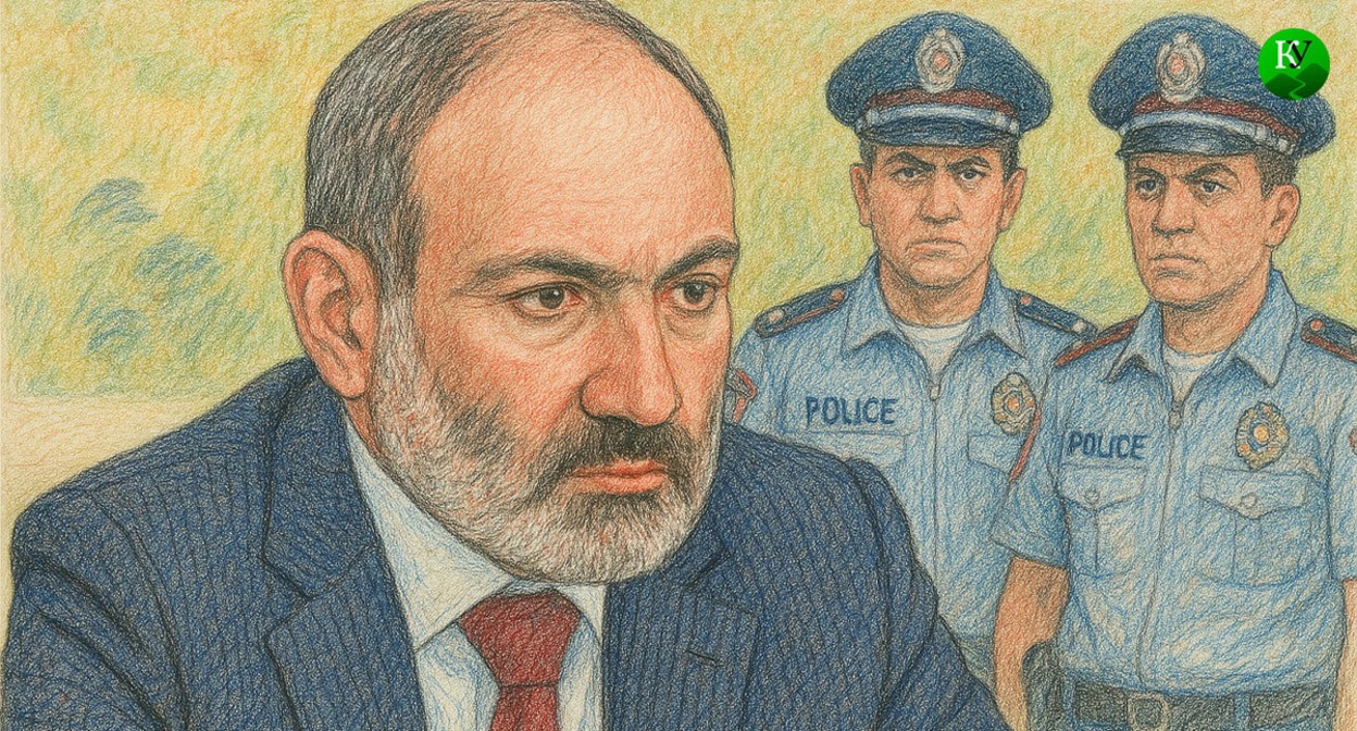 Nikol Pashinyan and police officers. Illustration created by Caucasian Knot with the use of AI in the Copilot program Nikol Pashinyan and police officers. Illustration created by Caucasian Knot with the use of AI in the Copilot program