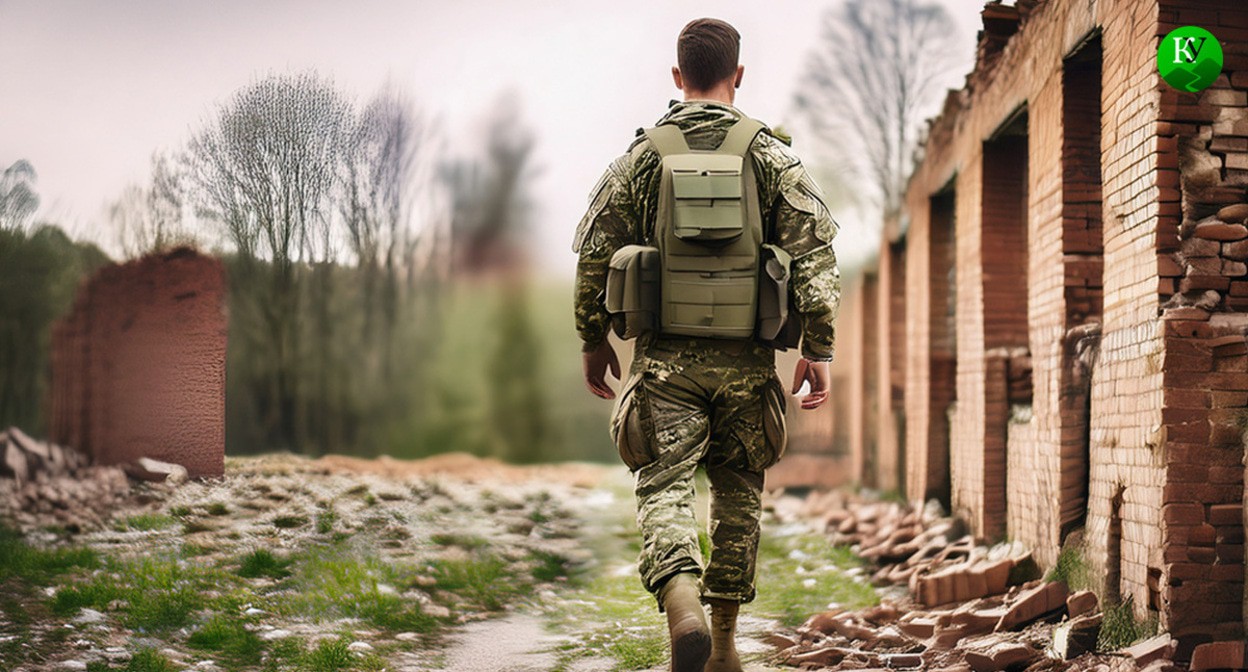 A soldier in the North-East Military District. Illustration created by "Caucasian Knot" using AI in Photoshop A soldier in the North-East Military District. Illustration created by "Caucasian Knot" using AI in Photoshop