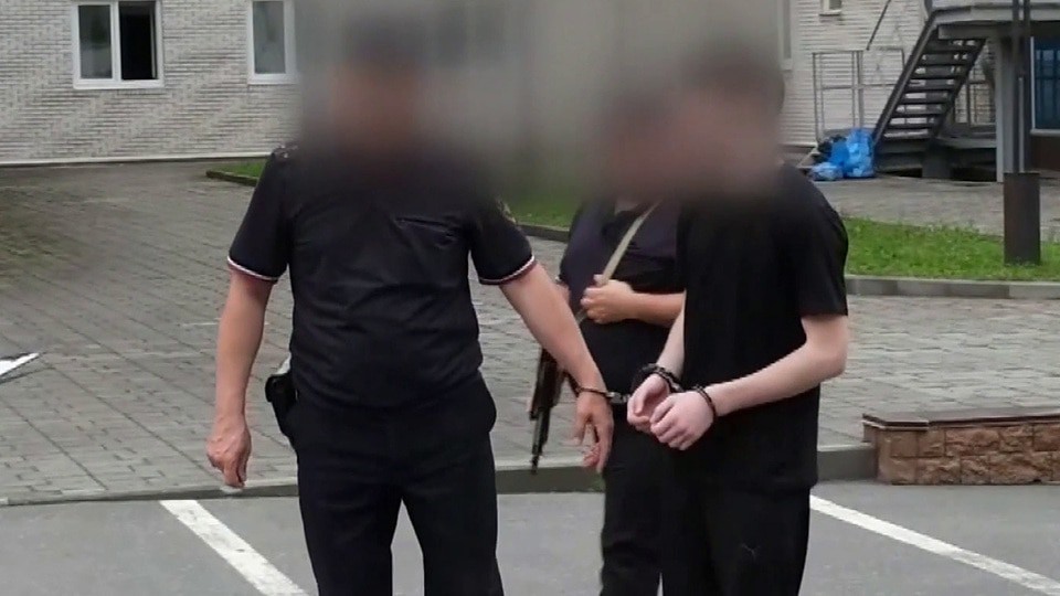 Detention of teenagers in North Ossetia. July 18, 2025. Screenshot of Russian FSB video Detention of teenagers in North Ossetia. July 18, 2025. Screenshot of Russian FSB video