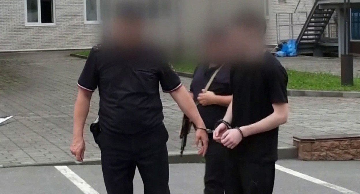 Detention of teenagers in North Ossetia. July 18, 2025. Screenshot of Russian FSB video Detention of teenagers in North Ossetia. July 18, 2025. Screenshot of Russian FSB video